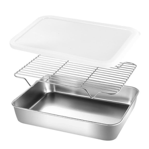 Bakplåtsset i rostfritt stål med kylgaller & lock  Mångsidig ugnsform för matlagning, grillning & bakning 2025:e