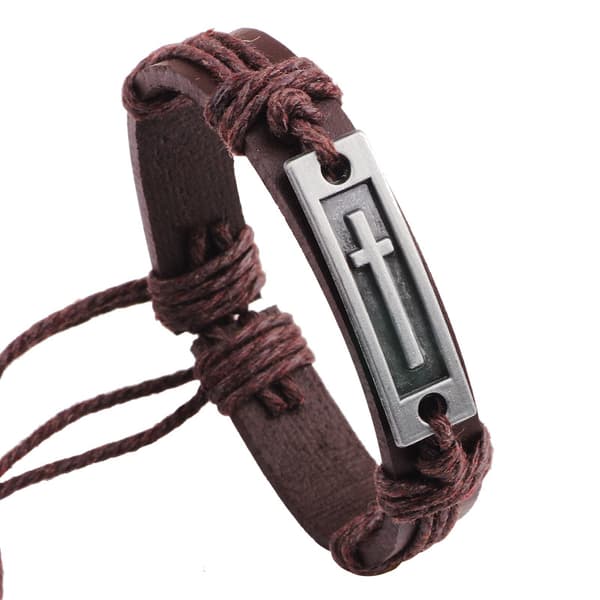Genuine Leather Bracelet for Men, Adjustable with Alloy Buckle