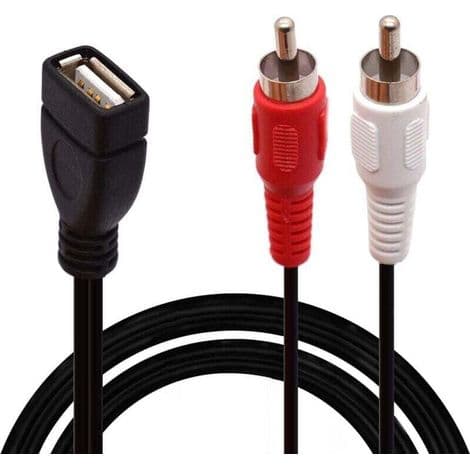 USB til RCA-kabel, USB A 2.0 hun til 2 RCA hanstik, Y-splitter til lyd, video, AV (1,5 m)