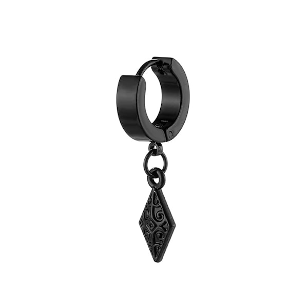 Piercing Earring Thick Ring with Pendant Black