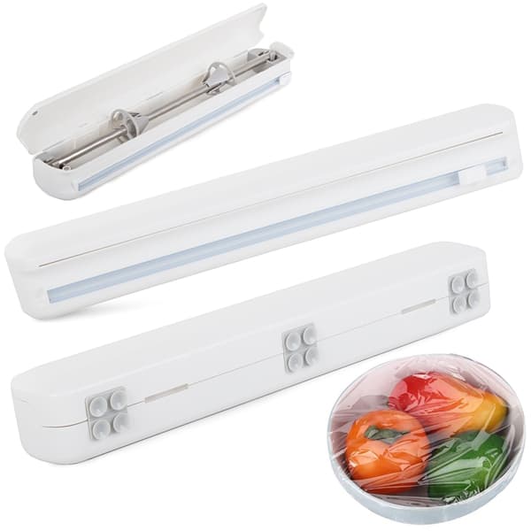 Plastic Wrap Aluminum Foil Dispenser with Suction Cups for the Kitchen White