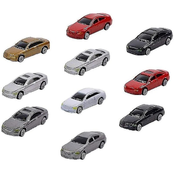 10-pakning 1/87 Mini Modellbil Malt Bilmodeller Bygning Toglandskap Bygning Togbane Sett Mod