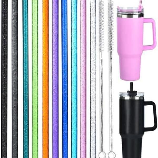 Velegnet til Stanley lange glitter sugerør, stor diameter, farvede guldglitter sugerør til vandkopper.