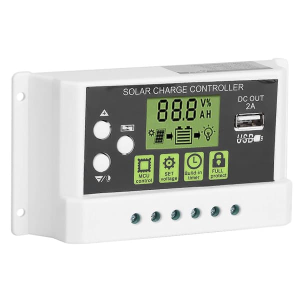PWM Intelligent Solar Charge Controller Regulator LCD Display USB-udgang 12V 24V 10A (KYZ-20A)