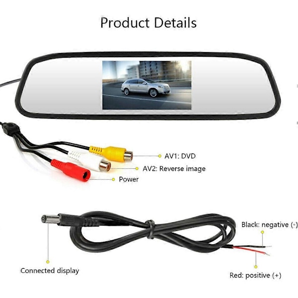 4,3-tums bil DVR Dash-kamera backspegelmonitor stöder 2-vägs videoinspelare Dash Cam LCD-skärm