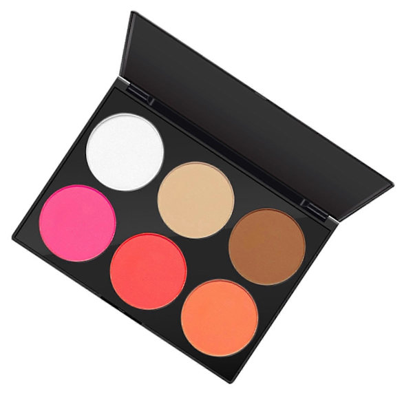 Ansigtsrougepalette med fin pulvertekstur i 6 farver til makeup