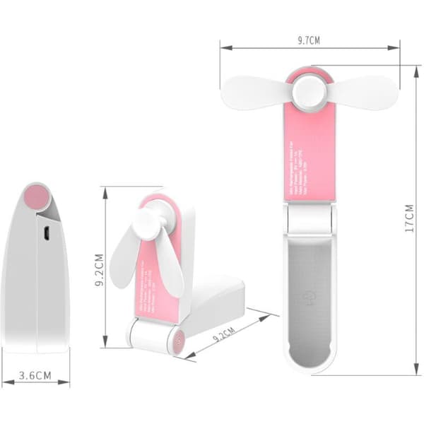 Mini sammenklappelig bordventilator. Lille USB genopladelig bordventilator. Mini og let personlig ventilator.