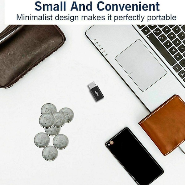 -USB till USB-C-adapter, Mini till Type-C-laddningsadapter, USB Type-C-adapterkonverteringskontakt med