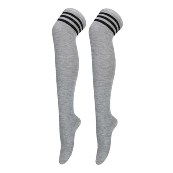 Striped Knee Socks Grey Black Stripes – High Socks