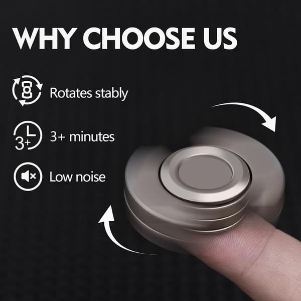 Fidget Spinner 3-i-1 Fidgetleke Fidget spinner, Sølv, Rustfritt stål, 3-i-1, slider, forbedrer fokus, hjelper til med å bryte dårlige vaner Sølv