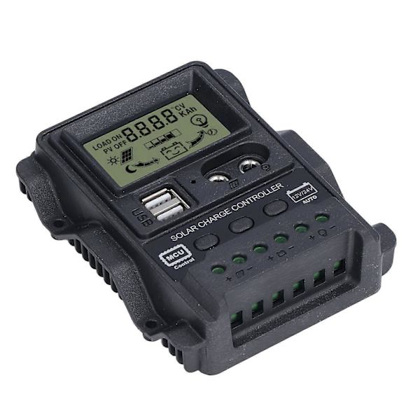 Kaksois-USB aurinkolataussäädin ABS LCD-näyttö PWM-lataussäätimet Valonsäätö 12V24V30A 390W 780W