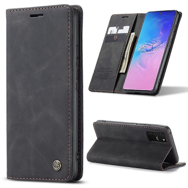 Galaxy A91 / S10 Lite CaseMe Monitoiminen Vaakasuora Käännettävä Nahkakotelo, Korttipaikalla, Pidikkeellä ja Lompakolla