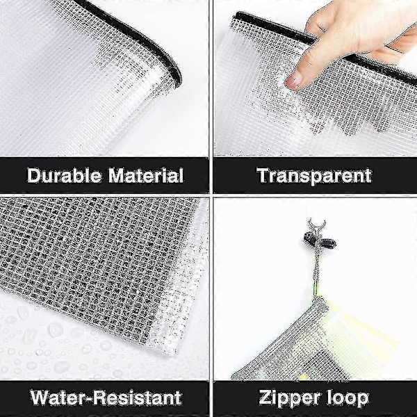 10 stk. A3 Plastik Mesh Lynlåspose Vandafvisende Zippose Til Skole Kontorartikler, Puslespil & Spil Organisering Opbevaring