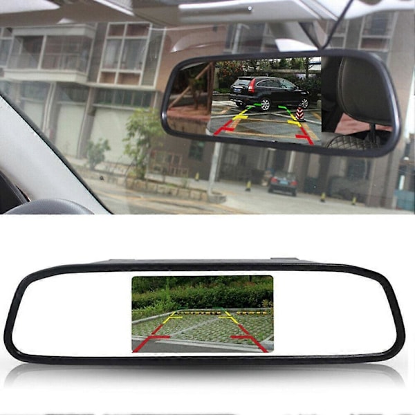 4,3-tums bil DVR Dash-kamera backspegelmonitor stöder 2-vägs videoinspelare Dash Cam LCD-skärm
