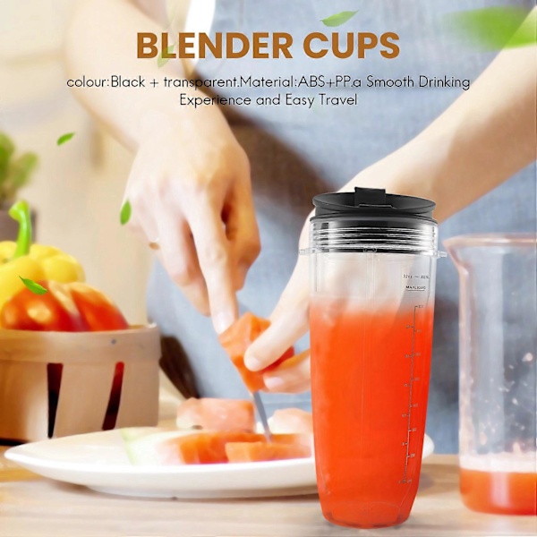 32-ounce kop med forseglet låg til Nutri Ninja 1000W & Dual Blender