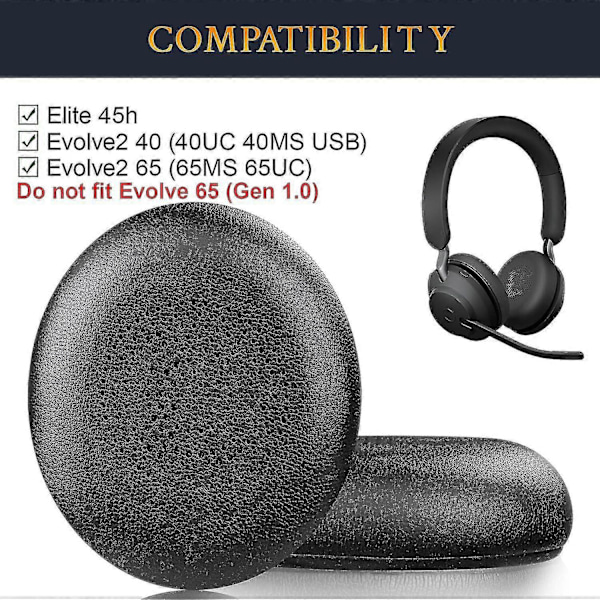 Erekksjonsputer for Jabra Evolve2 65 (65ms 65uc Usb)/evolve2 40 (40uc 40ms Usb)/elite 45h On-Ear Trådløst Hodesett