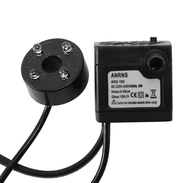 3W Vandpumpe til Akvarium med 4 LED Lys - EU Stik (haoyi)
