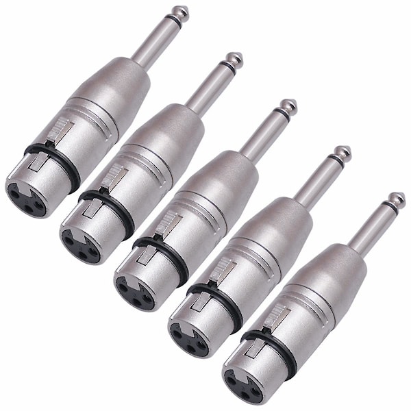 5 st Unbalanserad XLR Hon till 1/4 Tums Mono Han-kontaktkabeladapter 6,35 mm Han till XLR Hon för M