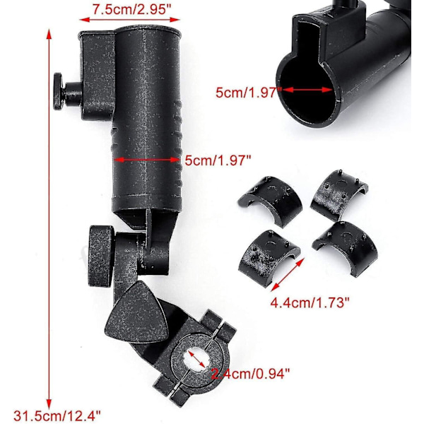 Golfvagnsparasollhållare Universal Justerbar Enkel Att Installera Cykel Fiske Strandstol Rullstol, Svart