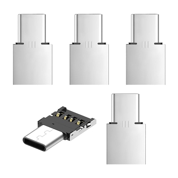 5 kpl Ultra Mini Type-C USB-C - USB 2.0 OTG -sovitin matkapuhelimelle, tabletille ja USB-kaapelille ja muistitikulle