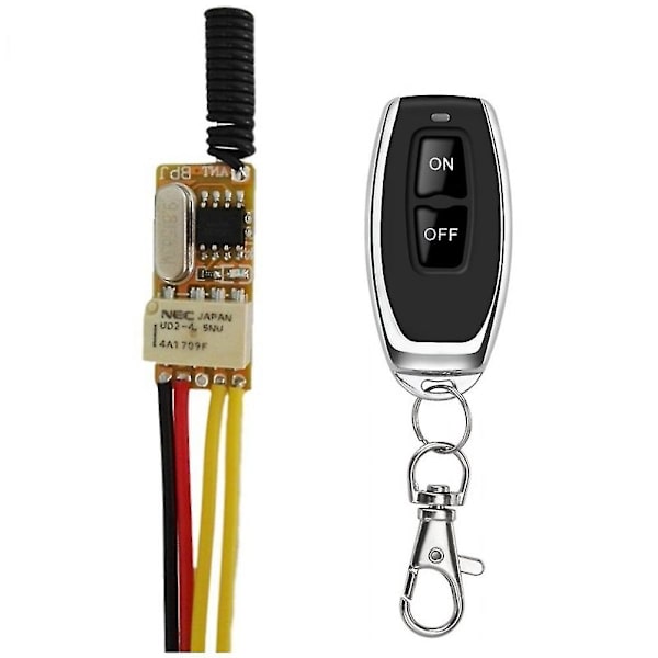 Liten RF Fjernkontrollbryter 433MHz 4.2V 4.5V 5V 6V 7.4V 9V 12V Liten Relékontakt Trådløse Brytere No Com Nc Mini Bryter