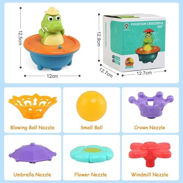 Badeleke - Krokodille - Lysende Vannleke - Babybadeleke med 5-modus Sprinkler