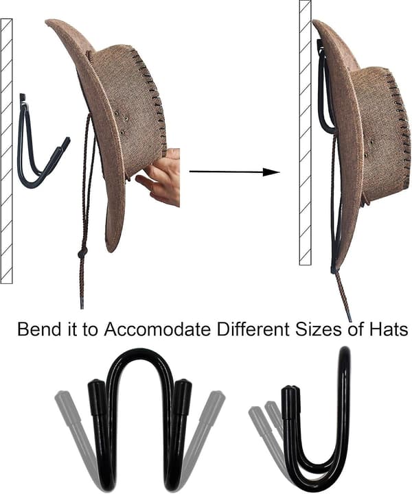 Cowboy Hat Hylde Hat Holder Hat Organizer Hat Vægmontering - 4/PK Ingen Hat
