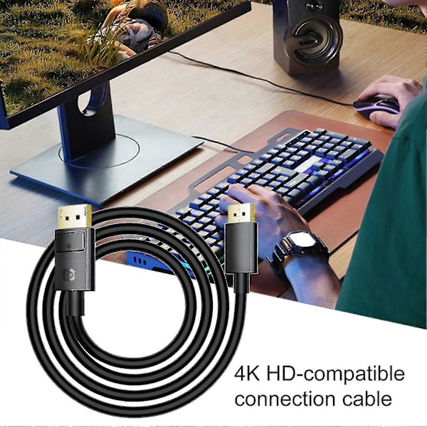 1/2m Dp Til Dp Adapter 1080p 240hz/2k 144hz/4k 60hz 4k Tapsfri Displayport 1.2 Hann Til Displayport Hann Konverter Datatilbehør