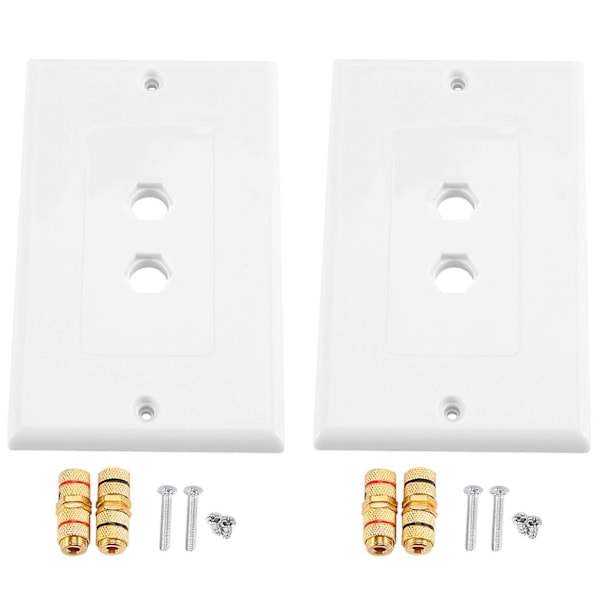 2 kpl Yksittäinen 1.0 Kaiutinkaapelin Seinälevy (Banaaniliitin Seinälevy) 1.0 Kaiuttimelle, Valkoinen