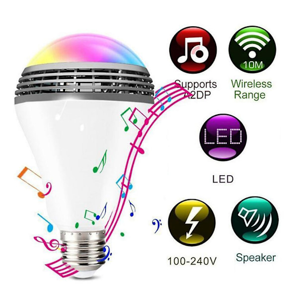 Wifi Smart Rgb E27 Musik Pære Bluetooth Audio Højttalere Lampe Dæmpbar Led Trådløs Musik Pære Lys Farveskiftende, 100% Ny