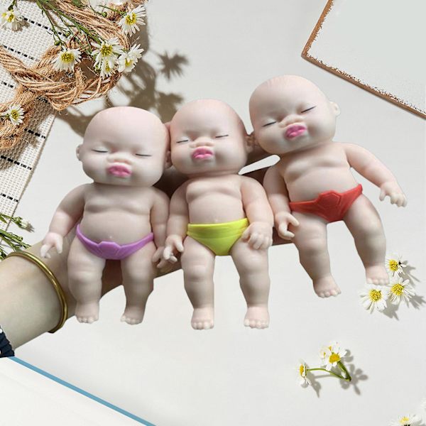 Simulering Mänsklig Babydocka Kläm Leksak Flexibel Dragbar Rebound Söta Babydocka Mjuk Tpr Nyp Leksak Anti-stress Vent Leksaker Seriefigur Docka Squishes Decompre