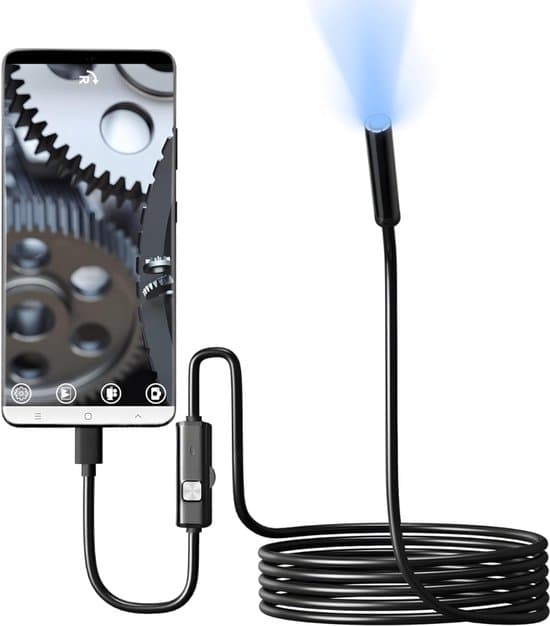 USB Endoskop iPhone – Trådløst Inspektionskamera HD – WiFi Endoskop Inspektionskamera til Android og iPhone - 1m – Sort