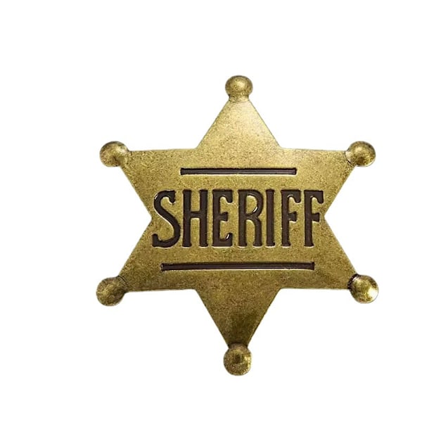 Alter Ego Hieno Sheriffi-asu Kiiltävä Sheriffimerkki, 3 kappaleen pakkaus Pinssimerkki mitali
