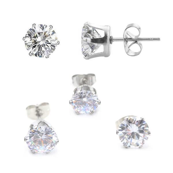 2-pak sølv krystal piercing ørering piercingsmykke – 3mm