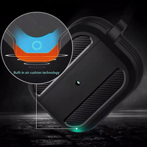 Skydd för Case Kolfiber Hörlurar Tillbehör Trådlös Bluetooth Skydd med Haken, Svart