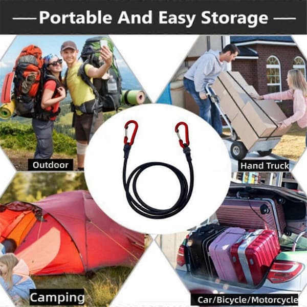 4 stycken elastiska tältrep för utomhuscamping, vandring, bagagebindning, sträckbälte, campingtillbehör, 120 cm