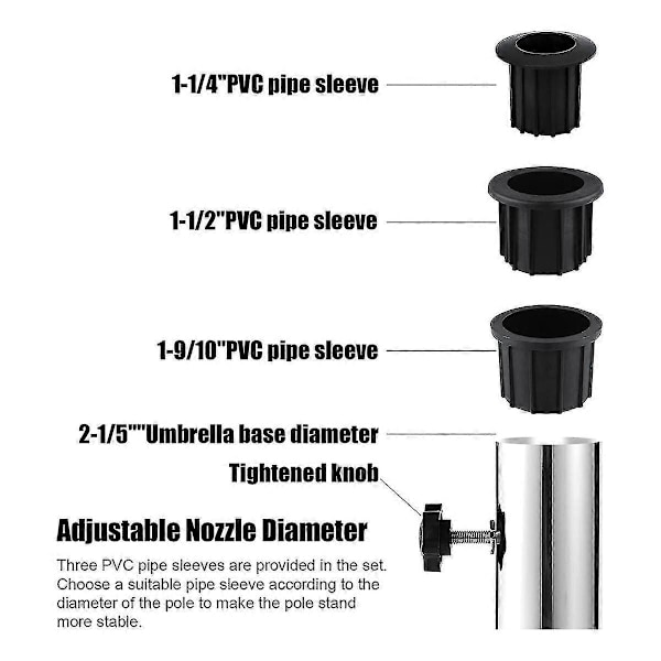 Umbrella Pole Mount Stand Tube Set, Ulkoumbrella-jalustan pohjan pidike, putkiholkki, ulkokäyttöön Gar7452490804171