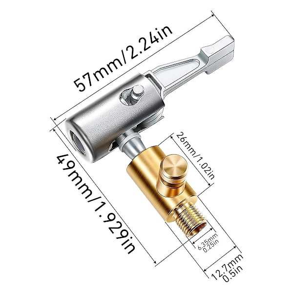 2 stk. Lås-på Luftdæk Chuck Dæk Oppumpning, Metal Låsende Dæk Luftdæk Chuck Med Luftudløbsventil, 8mm Standard