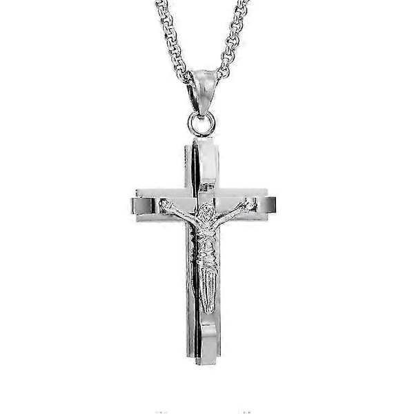 Kors Rustfrit Stål Jesus Titanium Herre Vedhæng Halskæde Tilbehør 2024THO