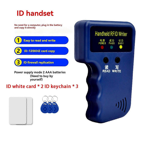125Khz RFID Kortläsare + 3 Nyckelbrickor + 2 Kort Kit Kopierare Skrivare Duplicator Programmerare ID Kortkopia EM43