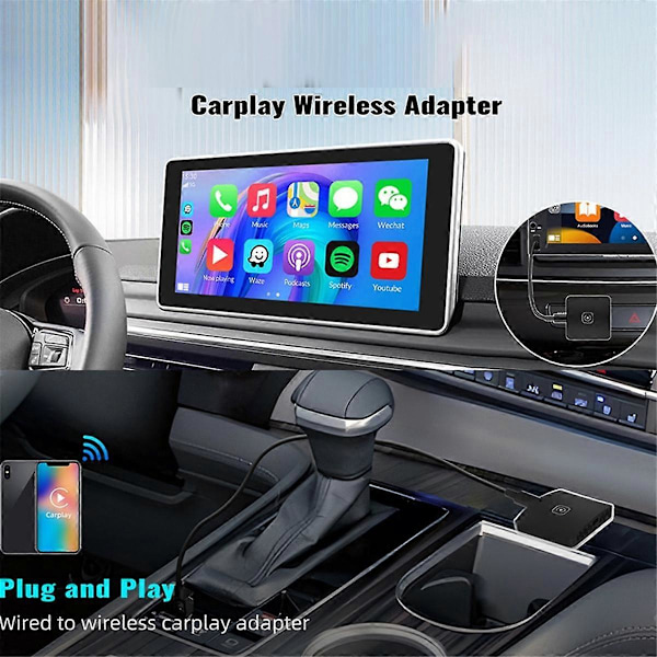 Auton Ai Box 2-in-1 Langaton Carplay Android Auto -sovitin Älykäs Auton Ai Box Auton Langallinen CarPlay Langattomaksi CarPlayksi