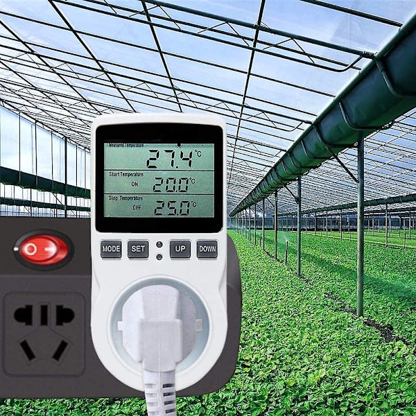 Digital Temperaturkontroller, Varme Kjøle Termostat Socket LCD Temperaturkontroller, 230v For Drivhus Gård Temperaturkontroller(socket)