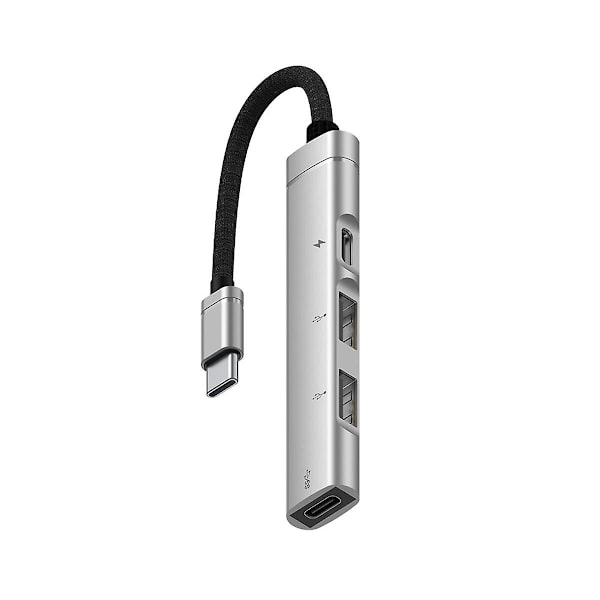 Til Android Mobiltelefon Computer Tablet Bærbar Pd Opladningshub Type-c Usb C Udvidelsesdock, sølv