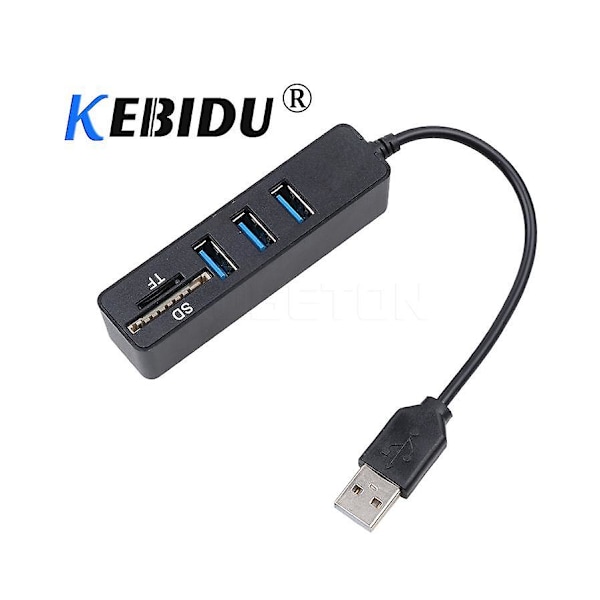 2-i-1 Combo Super Speed USB 2.0 3-ports Splitter HUB + TF SD Kortläsare för Windows för Mac