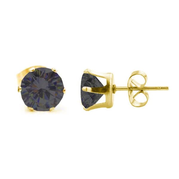 2-pakning Gull Piercing Øredobb Svart Krystall – 8mm