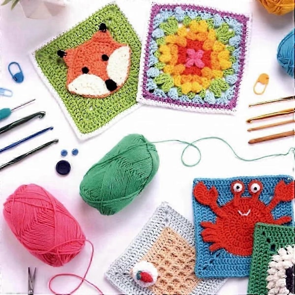 Granny Square Kortstokk, 50 Miks & Match Designkort, Strikkesett for Voksne, Granny Square Kortstokk Hekling