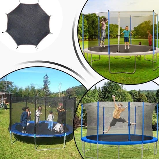 10ft Trampolin Solsejl - UV-resistent Kaleche - Udendørs Leg - Vandtæt Materiale - Passer til 8 Stænger - Sort