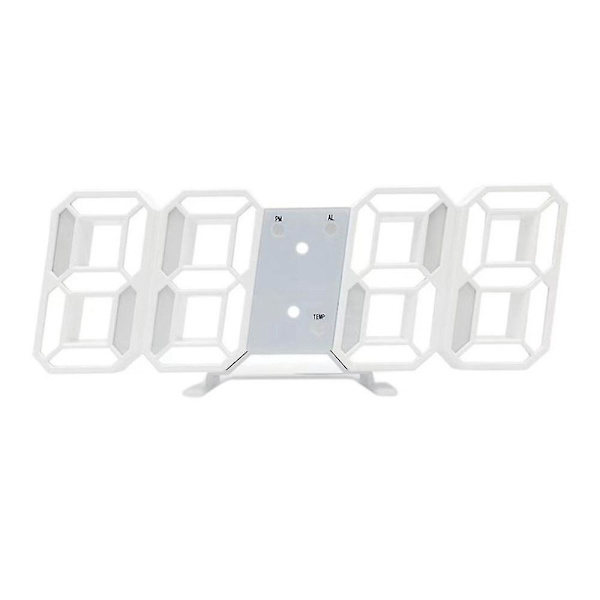 Digitaalinen 3D LED-seinä-/pöytäkello herätyskello suuret numerot automaattinen kirkkaus USB-lämpötila