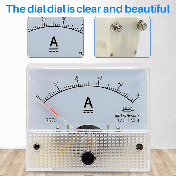 DC 0-50A Analog Amp Meter Ammeter Ström Panel + 50A 75mV Shunt Resistor