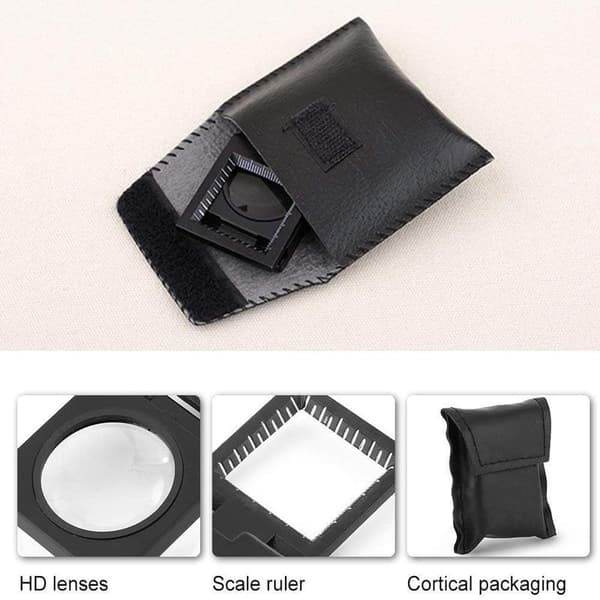 Fällbar lupp, 10x förstoring, mini trippelfällbar bärbar handlupp med skala, bärbart zinklegeringsglas, textilier, optik